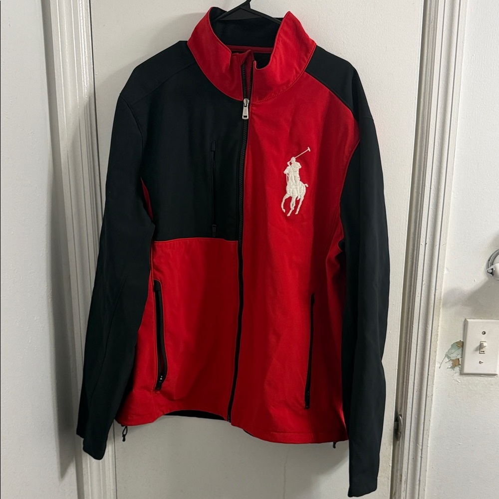 POLO Ralph Lauren Performance Jacket Red and Black Athletic Zip-Up